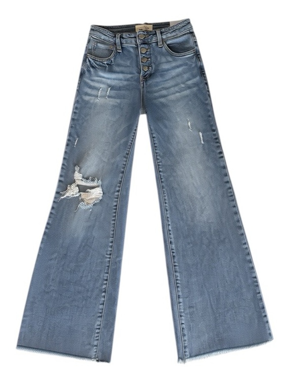 RISEN Gretta Mid Rise Wide Leg Distressed Button Fly Jeans Size 3/26